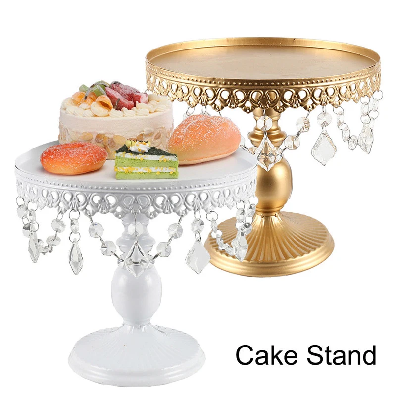 

Iron Decorating Supplies Crystals Cake Stand Wedding Party Dessert Tray Cake Stand Metal Round Party Dessert Display Decor Tray