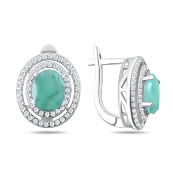

Earrings made of silver with cubic zirconia and Emerald
