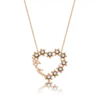 

925 sterling Silver My Love Printed Heart Lady Necklace