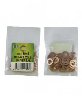 

JBM 13945 BAG 30 COPPER WASHERS FOR INJECTORS-Ø 15.0x8.0x1.5-UNIVERSAL (REF. 53464)