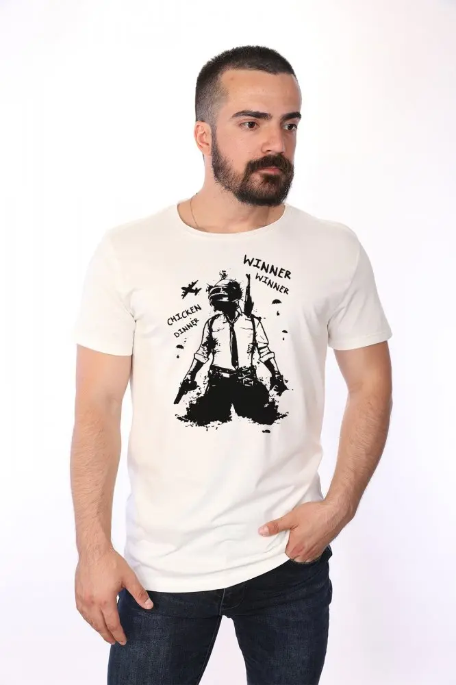 Angemiel одежда Pubg Winner курица ужин воин хлопковая белая мужская футболка|Футболки| |