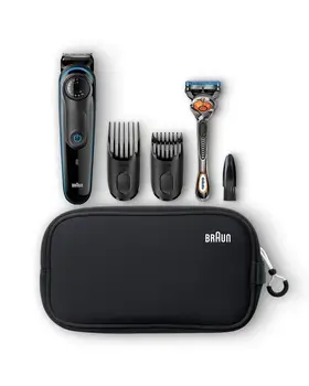 

Shaver TRIMMER BRAUN BEARD TRIMMER BT3940TS - 2 cutting accessories for 39 length-battery settings + toiletry bag + GILLE