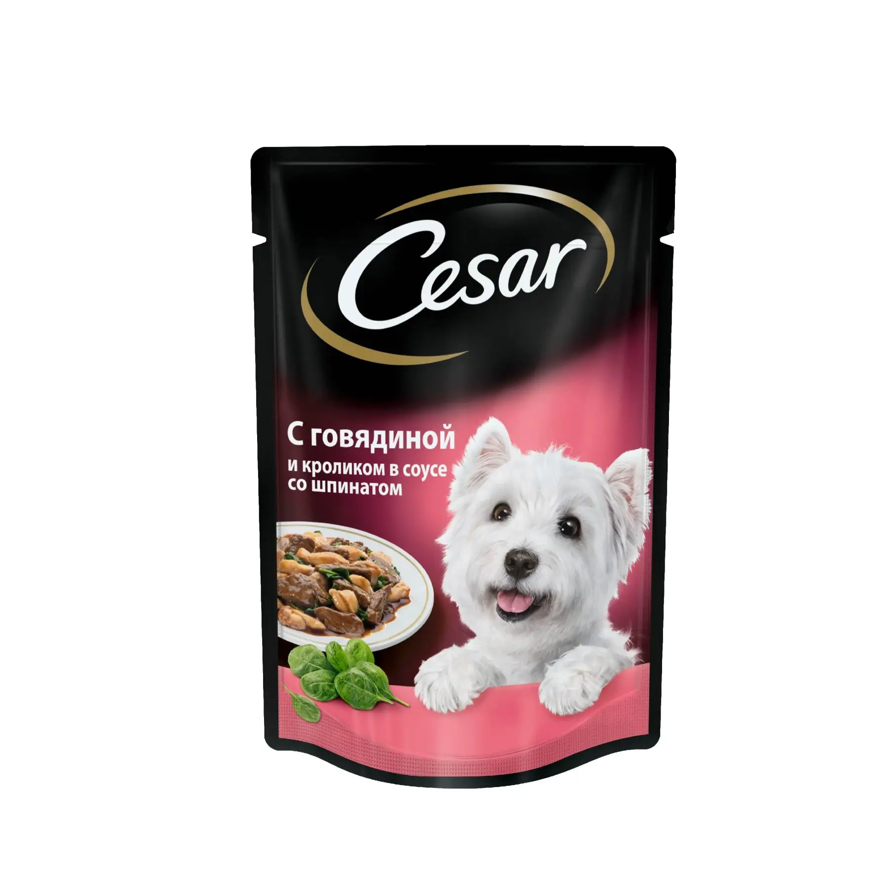 Влажный корм Cesar для взрослых собак, говядина и кролик в