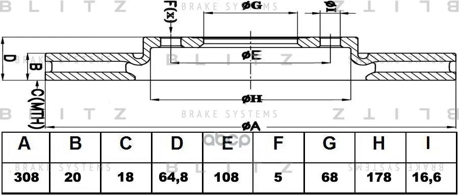 Диск Тормозной Blitz арт. BS0244
