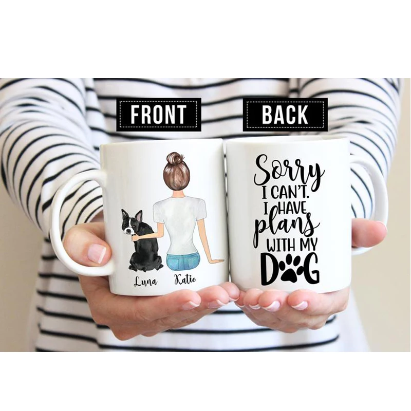 white mug 11oz Персональный подарок для мамы, собаки, подарок для мамы, щенка, собаки, цитаты, смешная кофейная кружка, извините, я не могу, рождественские подарки - Цвет: white mug 11oz