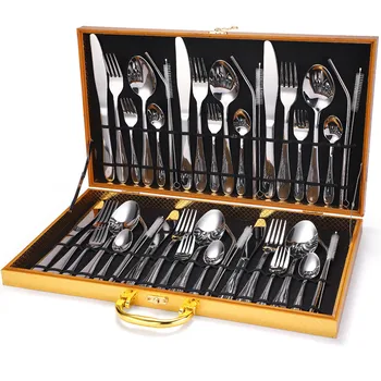 

Christmas New Year Gifts 42-Pc Stainless Steel Flatware Cutlery Silverware Place Setting Set Knives Forks Spoons Kitchen Utensil