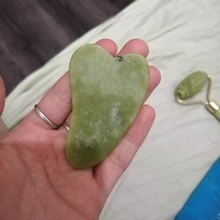 Gua Sha-masajeador de piedra Jade para cara, rodillo de Jade verde para estiramiento Facial, antiarrugas, 2/1 Uds.