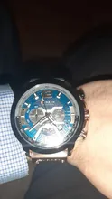 CURREN-Reloj deportivo para hombre, pulsera de cuero, deportivos, de piel militar, esfera de segundos/minutos, masculino