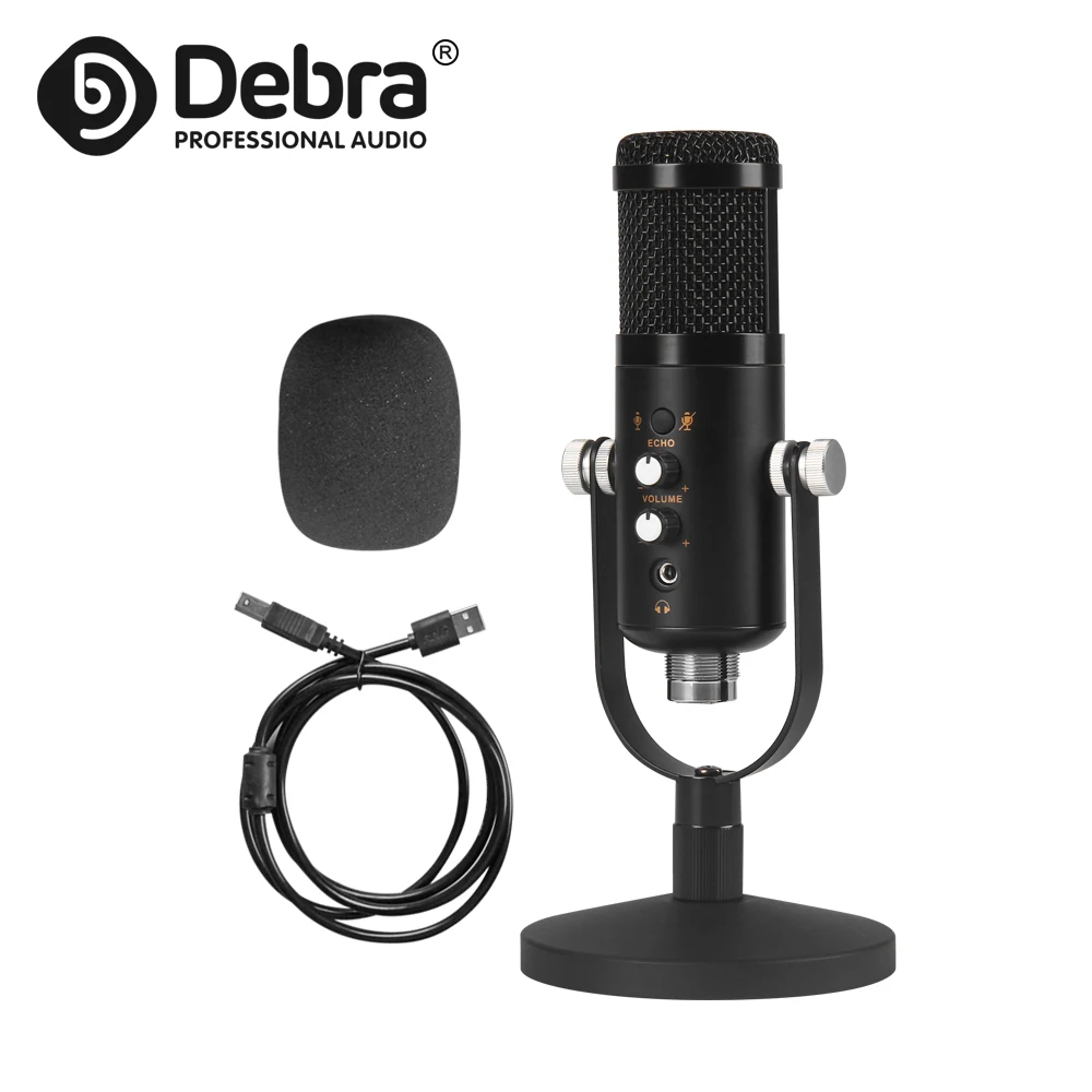 

Debra CT-885 USB Interface 192K Condenser Microphone With Monitoring Reverberation Mute For Live Recording Singing