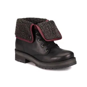

Warm Wool Women Snow Boots Black New Leather Round Toe Lace-Up Platform Winter Ladies Ankle Length Shoes Handmade a1306556
