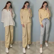 Tracksuit Sweater Spring Two-Piece-Set Women Pullover Knitted Genayooa Korean Womens