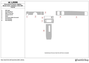 

Interior lining for Chevrolet El Camino 1978-1987. Set L2059.