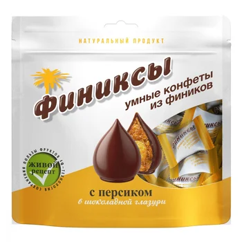 

Candy "Phoenix", with peach in chocolate glaze, 180 gr