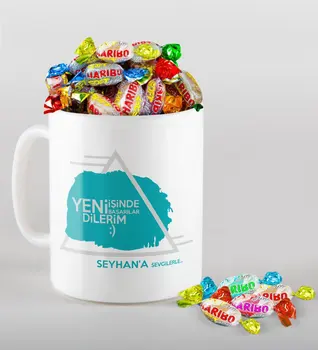 

Personalized New She Devotes The Success In Mug and Haribo Candy Gift Seti-1