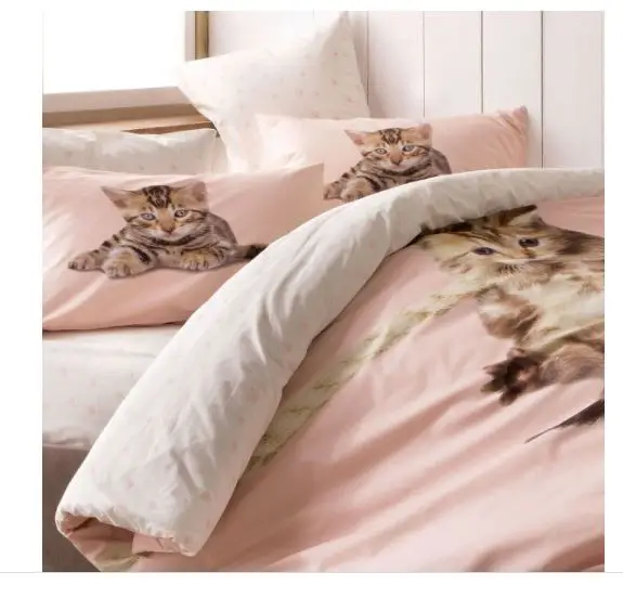 

YOUR WONDERFUL COVER 100% Cotton 3D Full Double Cats Printed Bedding Quilt / Duvet Cover Set 4 Pcs