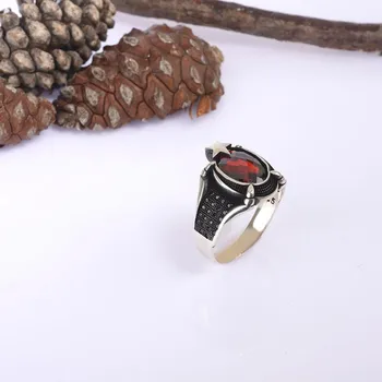 

Crescent Moon & Star Red Onyx Stone Claw Men's Ring Rings for Men Silver Ring Christmas Birthday Men's Gift Jewelry 925 Sterling
