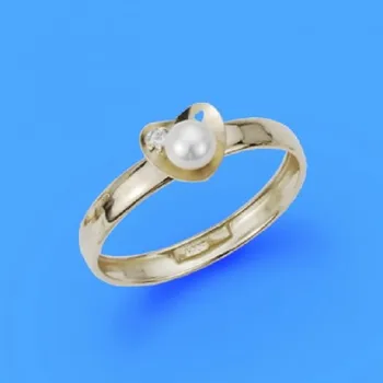 

18K YELLOW GOLD ring COMMUNION PEARL.