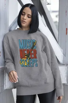 

Angemiel Wear Music Never Sleeps Women Sweatshirts