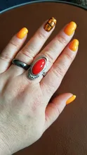 Kinel-anillo rojo de boda étnico para mujer, sortija tibetano Retro de plata, mosaico de cristal negro, joyería Vintage 2020
