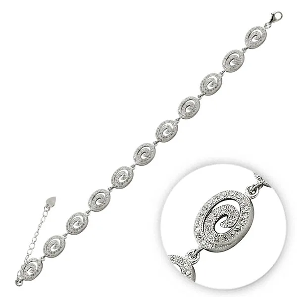 Серебряный 925 пробы браслет с цирконием