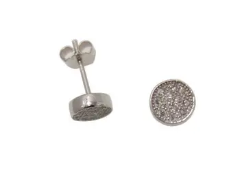 

7 MM round earrings with zircons in sterling silver