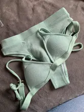 S-XL-Bikini de cintura alta para mujer, traje de baño femenino de tela especial, conjunto de Bikini de dos piezas acanalado, ropa de baño V2328