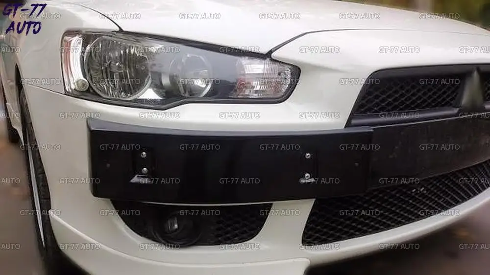 Подиум гос. номера для Mitsubishi Lancer X 2007-2010 дорестайлинг на левую или правую сторону для переднего бампера декор аксессуар внешний материал ABS пластик тюнинг стайлинг