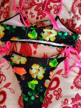 Swimwear Women Biquini Bikinis Bathing Beach-Wear Print Ruffled Floral Female