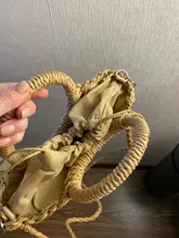 Gusure-Bolso de mimbre tejido para mujer, bandoleras cruzadas hechas a mano de verano para la playa, pequeñas, de hombro redondo de paja