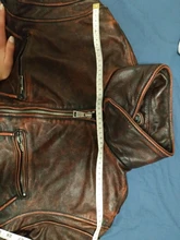 Chaqueta de cuero de vaca para hombre, abrigo de piel de vaca, grueso, de calidad, Estilo vintage, regalo, envío gratis