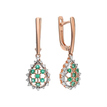 

Gold earrings with emeralds and diamonds sunlight sample 585
