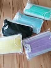 ¡En Stock! Mascarilla desechable no tejida de 3 capas, máscara facial no tejida de color, 100 Uds.