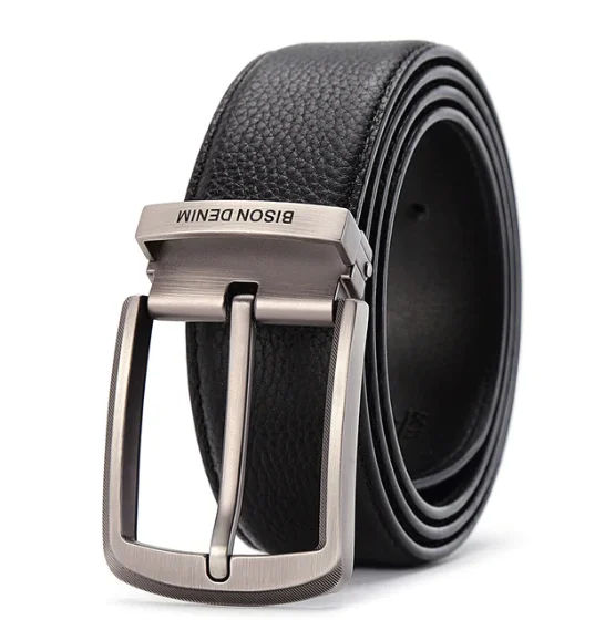 Мужской ремень из натуральной кожи Bison Denim N71315 - Цвет: Black