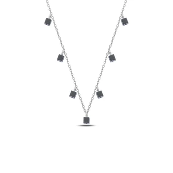 

KUTAYDAN Dangle Cube Necklace 925 Sterling Silver