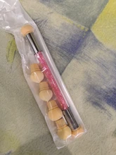 1 pincel de decoración de uñas con degradado, bolígrafo de dibujo de pintura con 4 cabezales de esponja de repuesto, herramienta de manicura con mango de diamante de imitación de doble extremo NB14 #