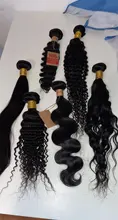 Human-Hair-Extension Weave-Bundles Remy-Hair Lace Closure Deep-Water-Wave Kinky Curly