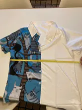 Camiseta Vintage de verano para mujer, camisa con botones de retales, Camiseta holgada informal estampada de manga corta, camiseta de gato, Tops de talla grande para mujer