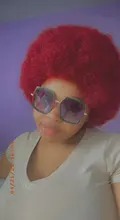 Pelucas sintéticas Afro rizadas para mujeres, pelo corto negro Afro rizado, resistente al calor, esponjoso, negro y rojo, fiesta de 4 pulgadas