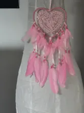 Atrapasueños AU con plumas de corazón LED, luz nocturna hecha a mano, decoración colgante de pared, adornos tejidos a mano, regalo de cumpleaños y graduación
