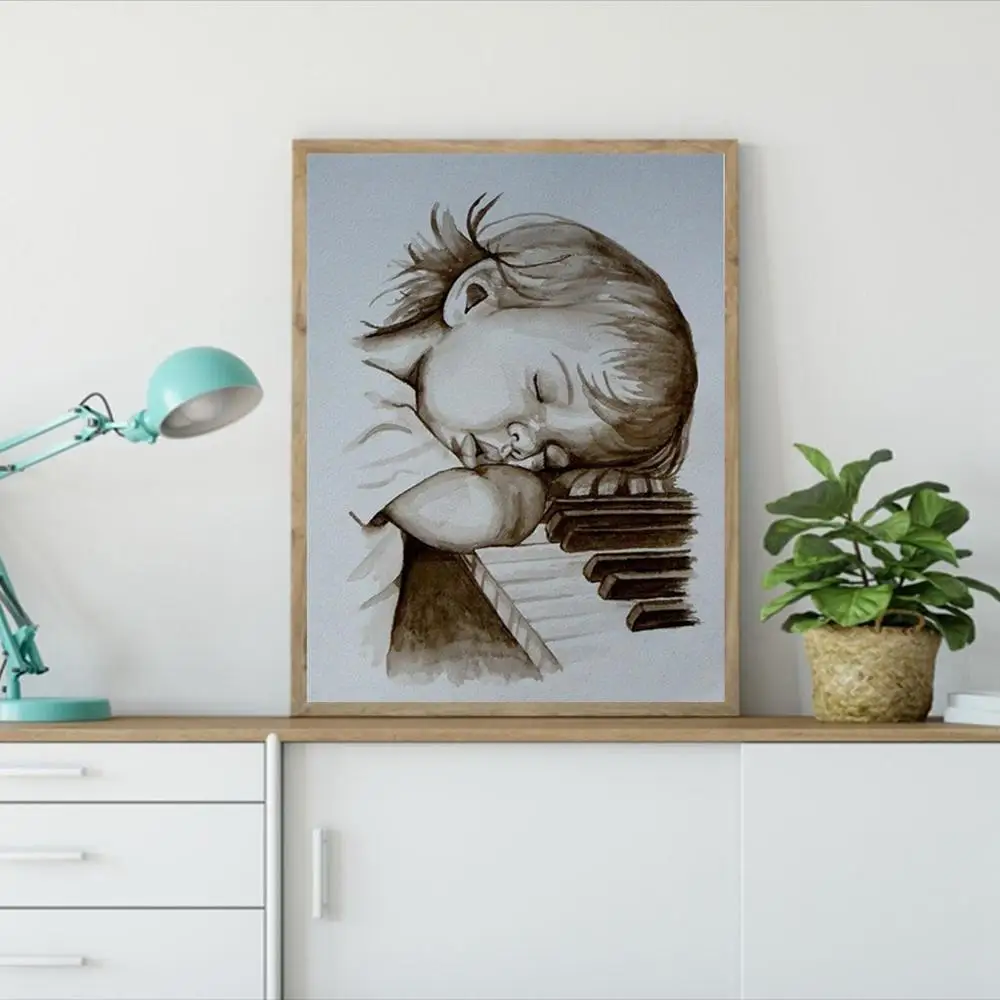 5D DIY Алмазная картина полностью круглое сверло "Девушка сон на пианино" вышивка крестиком домашний Декор подарок