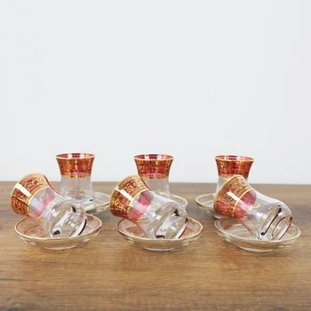 

Turkish tea glass team. Handcrafted High Quality. 12 pieces 6 Pieces of Tea Cups 6 Pieces of Tea Saucers. Luxury cup sets.