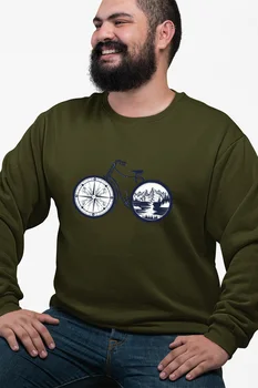 

Angemiel Wear Bicycle Tekerinde Compass Mountain Green Men 'S Sweatshirt
