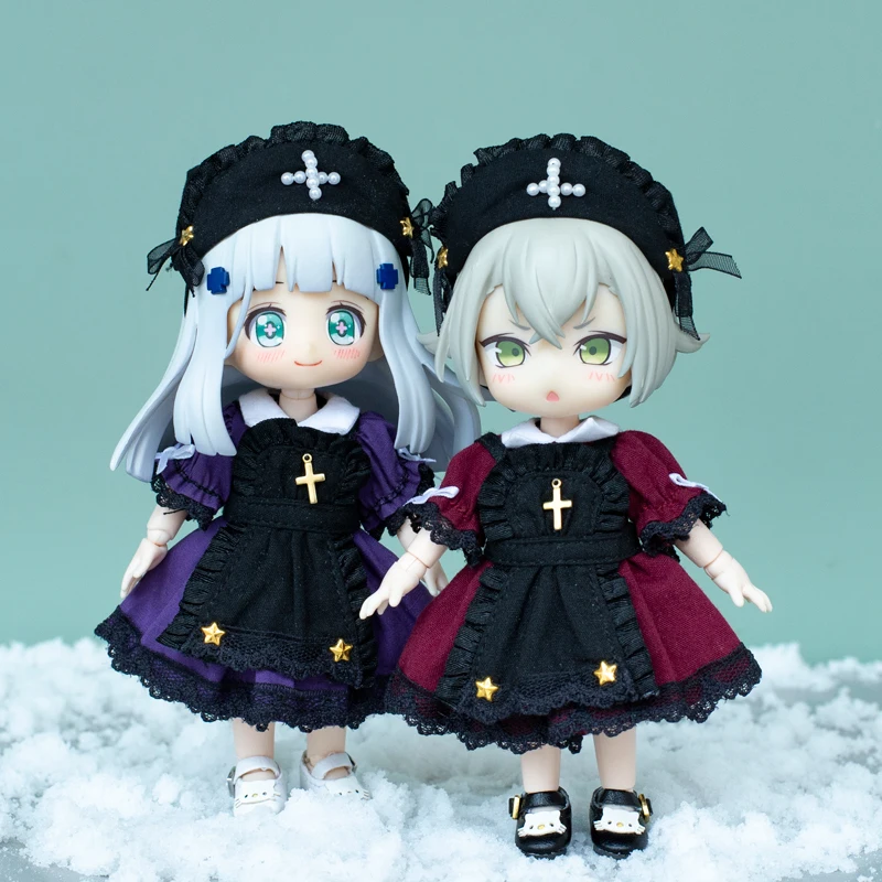 

ob11 molly, GSC, obitsu 11, 1/12 bjd doll clothingdress set Magic Dark Skirt Maid Skirt