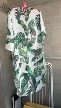 Traje de baño cubierta de gasa a rayas para mujer, Kimono Sexy bohemio de talla grande, ropa de playa, vestido de verano, A790, 2021