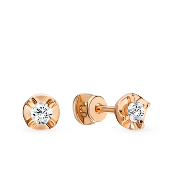 

Gold earrings "diamonds of Yakutia" sunlight sample 585