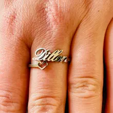Anillo personalizado ajustable con corazón para mujer, anillo de nombre personalizado, sortija de boda de amor de acero inoxidable para mujer, joyería de aniversario