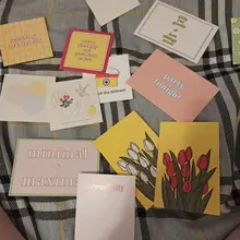 Tarjeta decorativa de tulipán de 13 hojas, bloque de Color geométrico de flor inglesa, postal artesanal, pegatina de pared, accesorios para fotos, tarjetas de felicitación