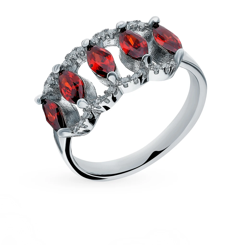 Серебряное кольцо с фианитами SUNLIGHT проба 925