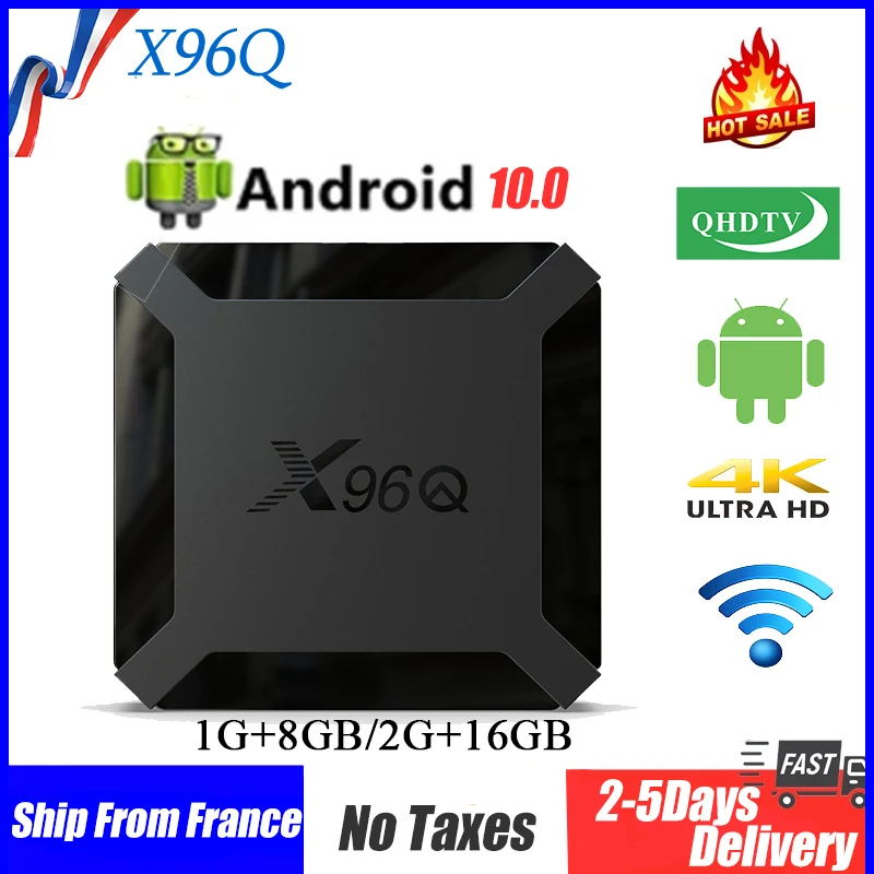 X96Q ip ТВ-приставка qhdtv android 10.0 Allwinner H313 Wifi 2 4G 1G8G 2G16G 4K медиаплеер Франция доставка PK X96