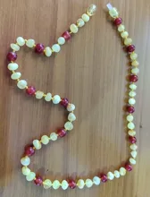 HAOHUPO-collar de dentición de ámbar del Caribe para mujer, Original, certificado de suministro, cristal Rosa + pulsera de ámbar dorado para regalo de bebé